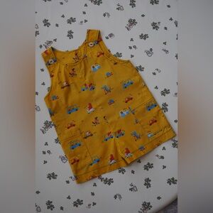 Handmade Yellow Children's Sleeveless Romper with Fun Print